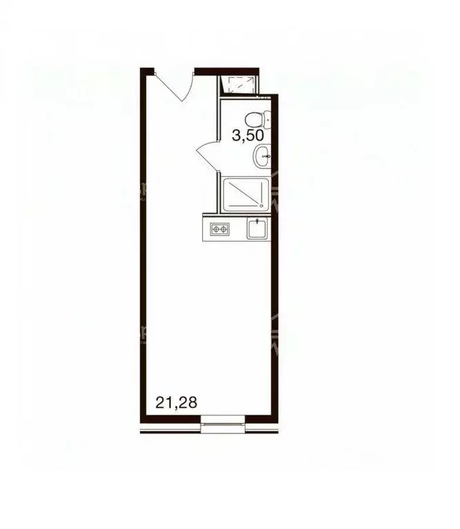 Квартира, студия, 24.9 м - Фото 1