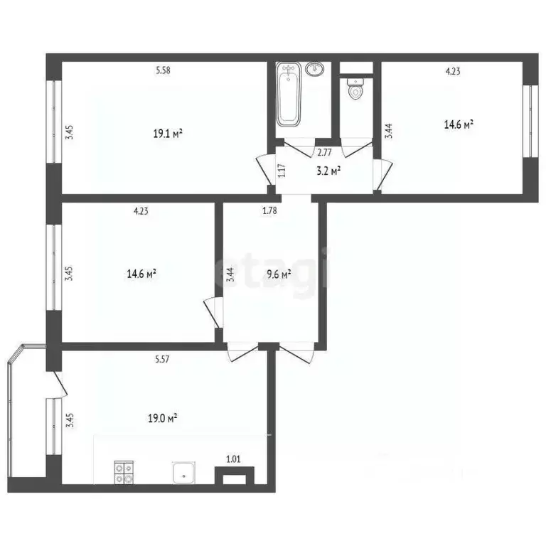 3-к кв. Тюменская область, Тюмень Широтная ул., 172к1 (85.3 м) - Фото 1