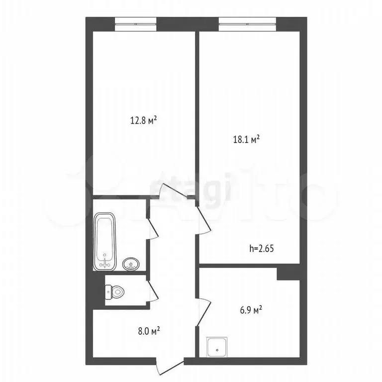 2-к. квартира, 49,5 м, 5/9 эт. - Фото 0