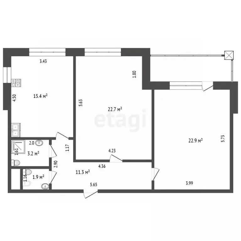 2-к кв. Тюменская область, Тюмень Советская ул., 51 (82.0 м) - Фото 2