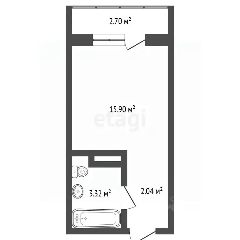 Студия Тюменская область, Тюмень ул. Новоселов, 115 (15.7 м) - Фото 2