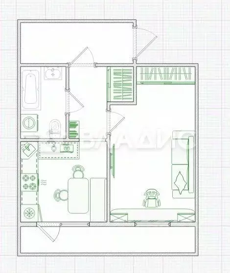 1-к кв. Пензенская область, Пенза Ладожская ул., 151 (34.9 м) - Фото 2