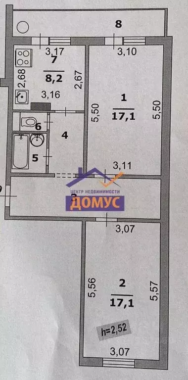 2-к кв. Белгородская область, Белгород ул. Есенина, 50в (60.0 м) - Фото 0