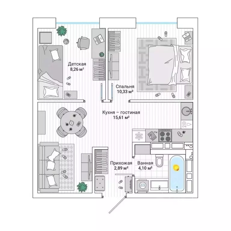 2-к кв. Приморский край, Владивосток ул. Нейбута (42.2 м) - Фото 1