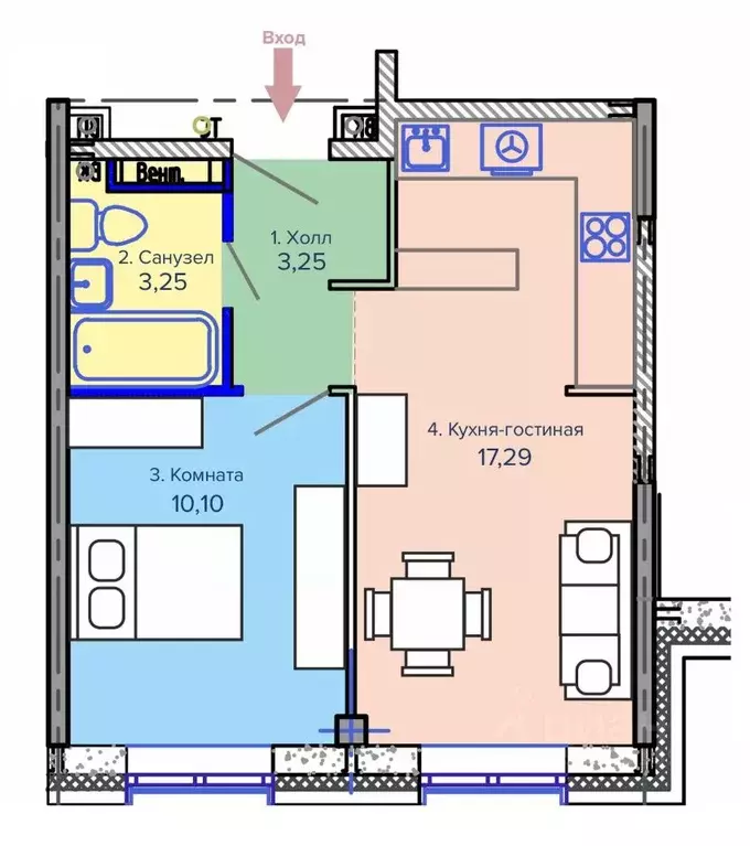 1-к кв. Пермский край, Березники  (33.89 м) - Фото 1