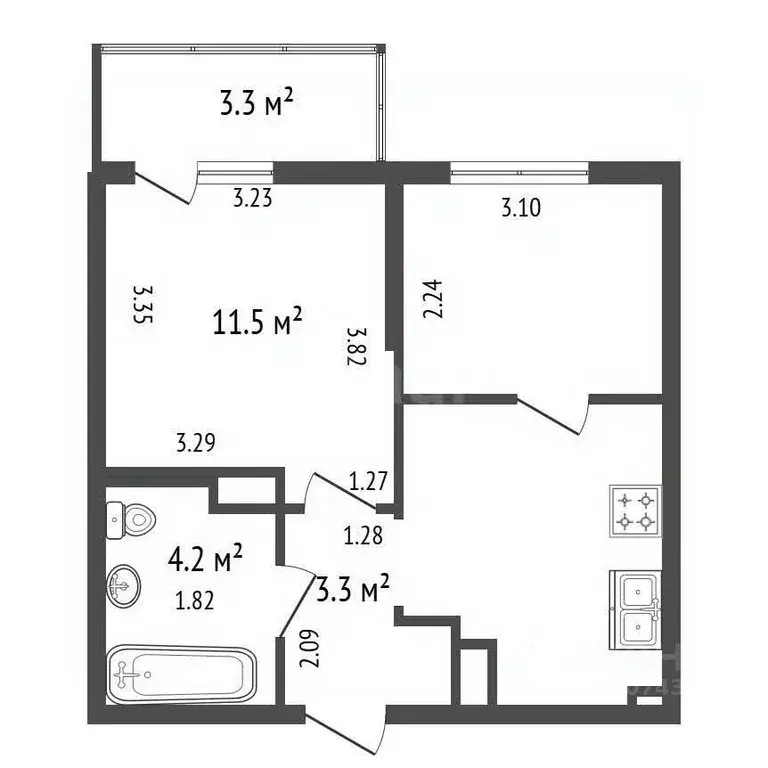 2-к кв. Санкт-Петербург ул. Ивинская, 19к1 (36.7 м) - Фото 1