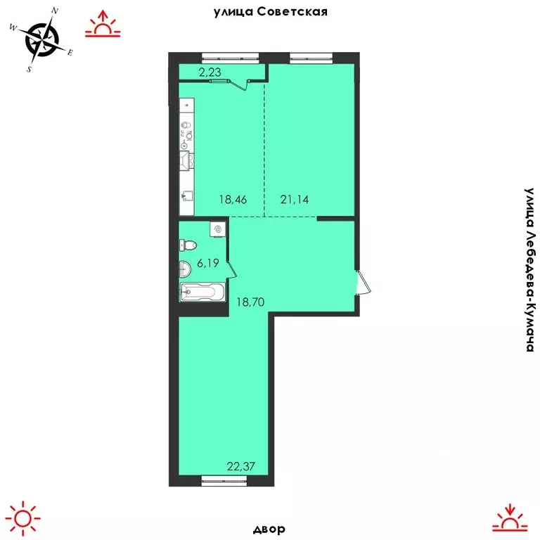 2-к кв. Иркутская область, Иркутск Советская ул., 31/2 (91.66 м) - Фото 0