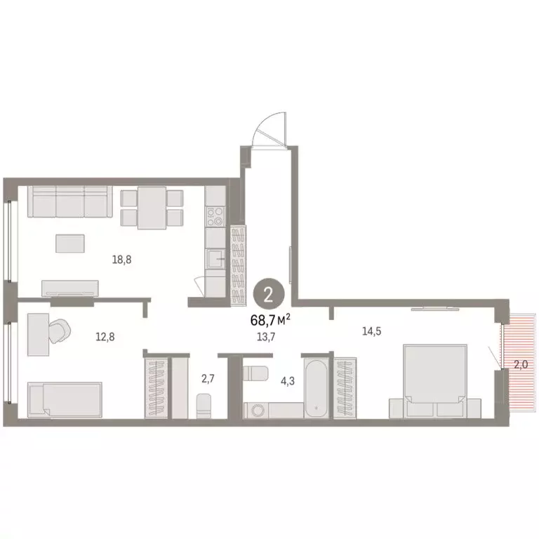 2-комнатная квартира: Екатеринбург, микрорайон Академический, 19-й ... - Фото 2