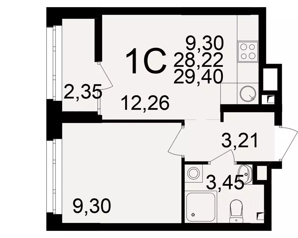 1-к кв. Рязанская область, Рязань Аура жилой комплекс (28.22 м) - Фото 1
