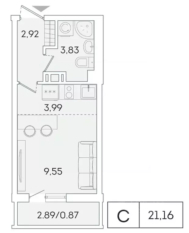 Студия Ленинградская область, Мурино Всеволожский район, ул. Графская, ... - Фото 1
