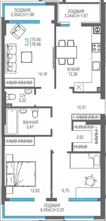 3-к кв. Крым, Алушта ул. Багликова, 27/4 (76.98 м) - Фото 1