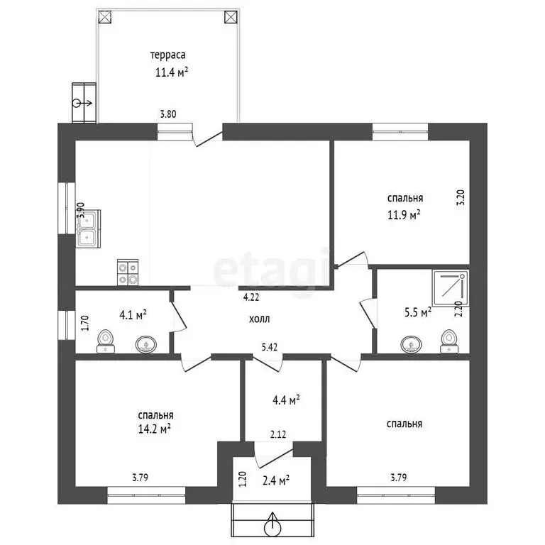 Дом в село Стрелецкое, улица Рыжкова (150 м) - Фото 1