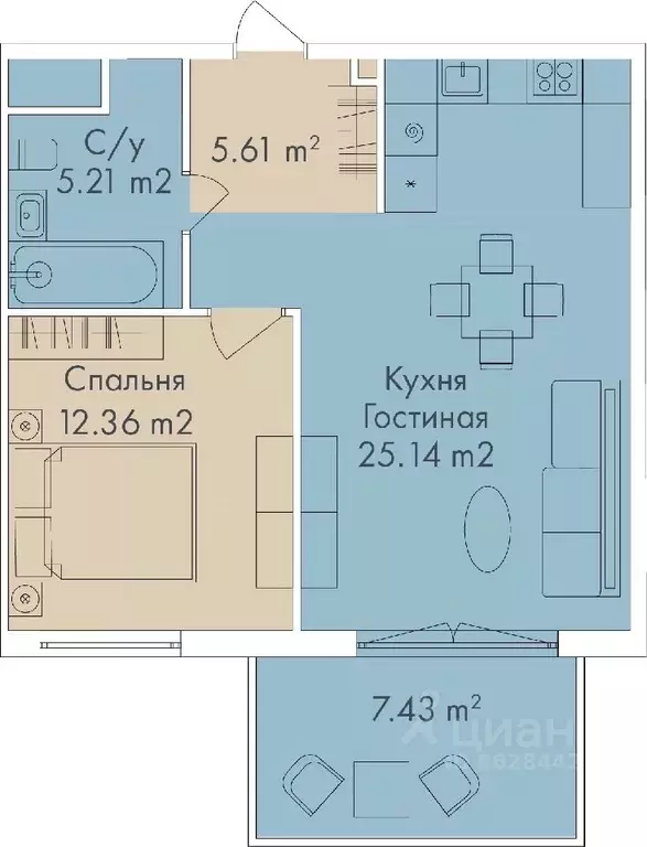 2-к кв. Санкт-Петербург Магнитогорская ул., 3к2 (50.0 м) - Фото 1