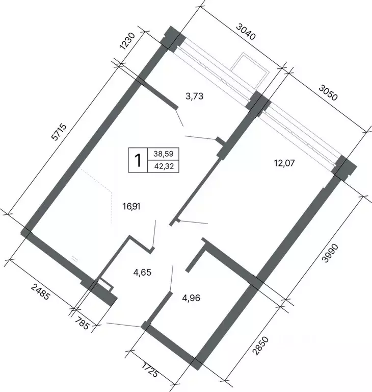 1-к кв. Свердловская область, Екатеринбург ул. Мира, 47/6 (41.8 м) - Фото 1