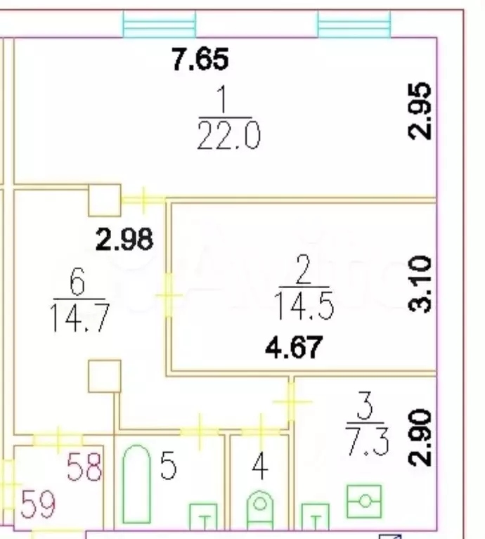 2-к. квартира, 68 м, 4/5 эт. - Фото 0