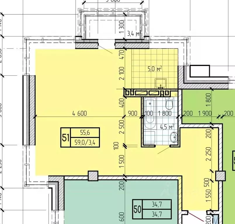 Студия Приморский край, Находка  (55.6 м) - Фото 1