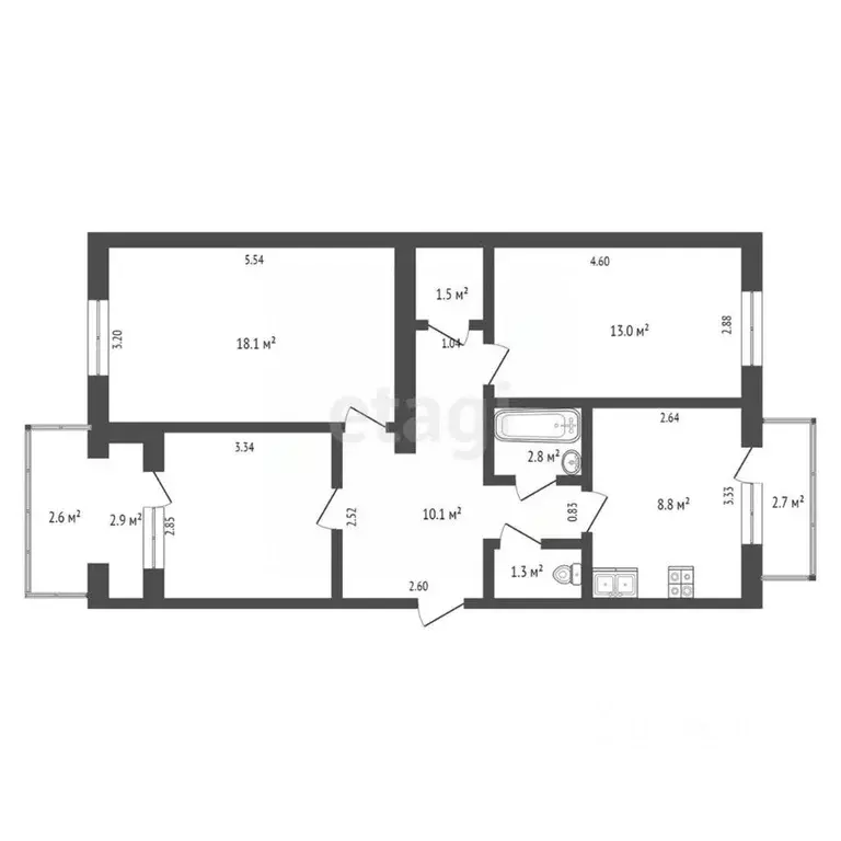 2-к кв. Крым, Сакский район, Новофедоровка пгт ул. Героев (56.0 м) - Фото 2
