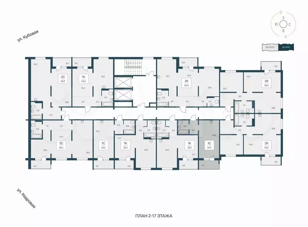 Квартира-студия, 29,2 м, 14/17 эт. - Фото 1