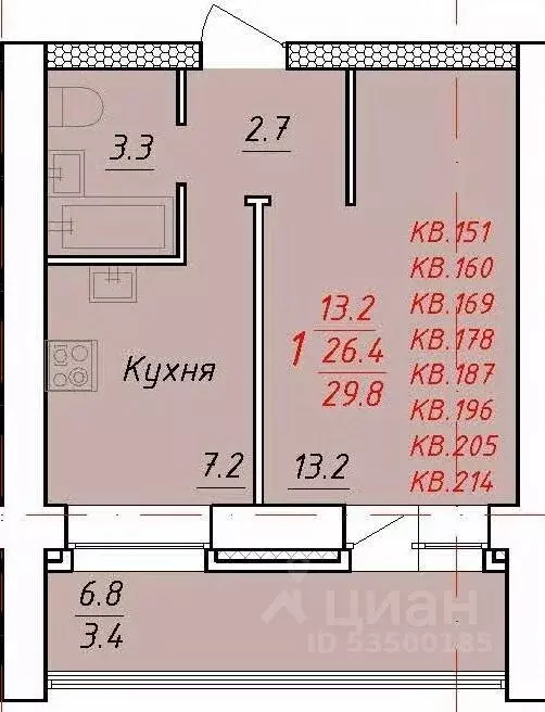 1-к кв. Алтайский край, Новоалтайск Индустриальная ул., 18 (29.8 м) - Фото 0