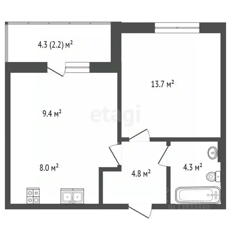 1-к кв. Тюменская область, Тюмень ул. Фармана Салманова, 16 (40.0 м) - Фото 1