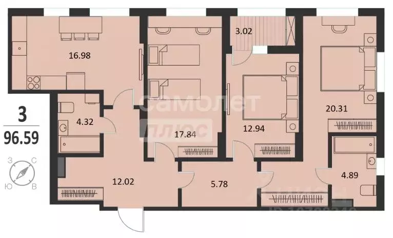 3-к кв. Курская область, Курск Хуторская ул., 33 (96.59 м) - Фото 1