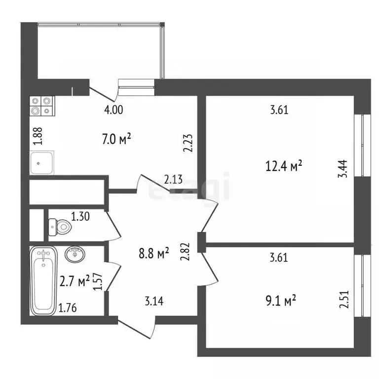 2-к кв. Московская область, Ленинский городской округ, Боброво пгт ул. ... - Фото 2