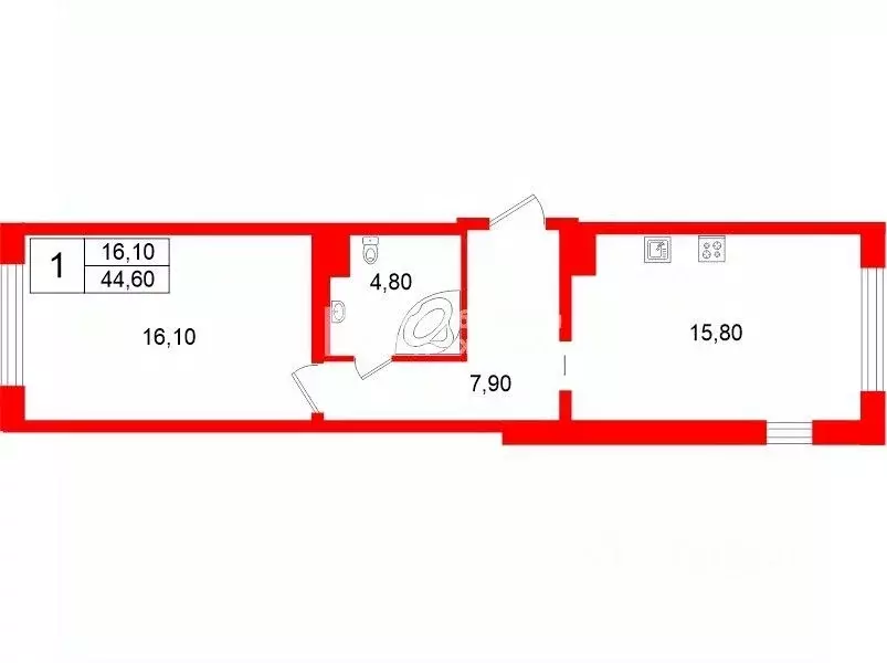 1-к кв. Санкт-Петербург ул. Стойкости, 7к3 (44.6 м) - Фото 2