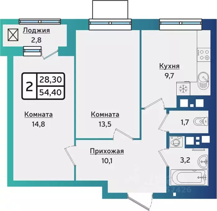 2-к кв. Удмуртия, Ижевск Аэропорт жилрайон, Артнова жилой комплекс ... - Фото 1
