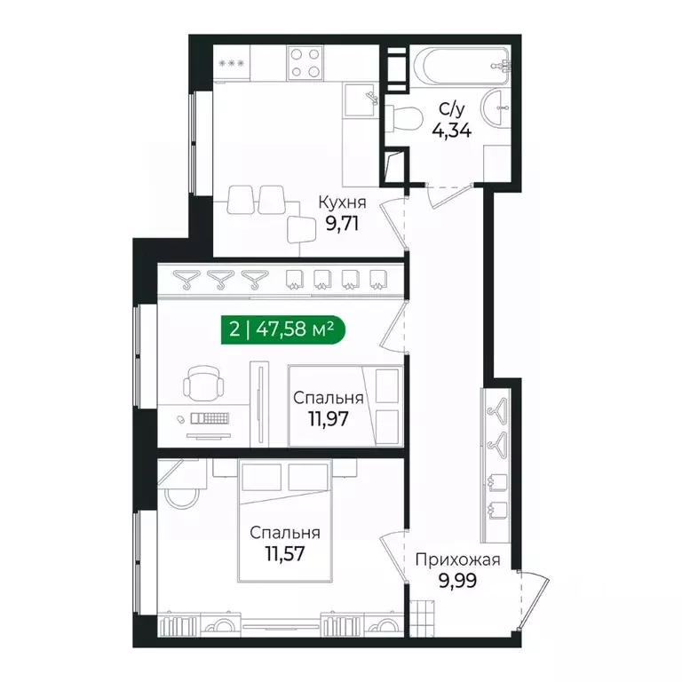 2-к кв. Ленинградская область, Сертолово Всеволожский район, ... - Фото 1