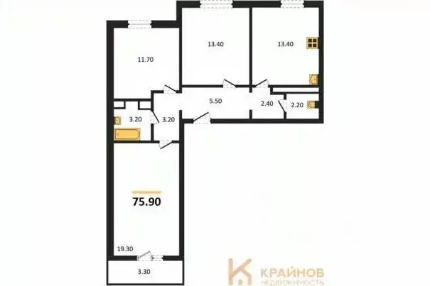 3-к кв. Воронежская область, Воронеж Озерки жилой квартал,  (75.9 м) - Фото 0