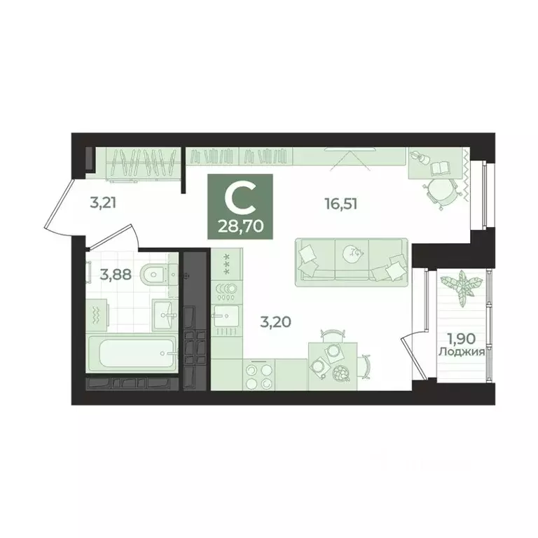 Студия Свердловская область, Екатеринбург пер. Ударников, 33 (28.7 м) - Фото 1