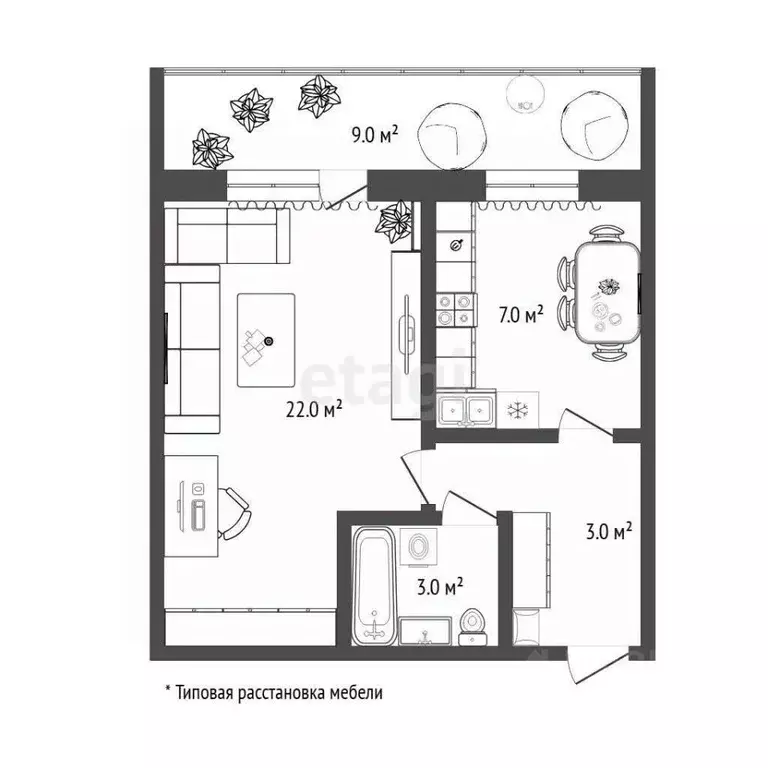 1-к кв. Тюменская область, Тюмень Микрорайон мыс, ул. Малиновского, ... - Фото 2