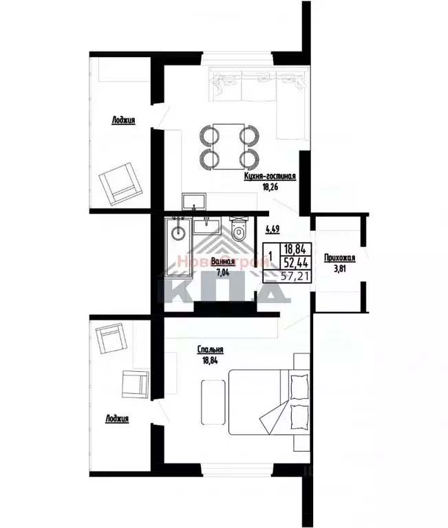 1-к кв. Омская область, Омск ул. Леонида Маслова, 7 (57.0 м) - Фото 1
