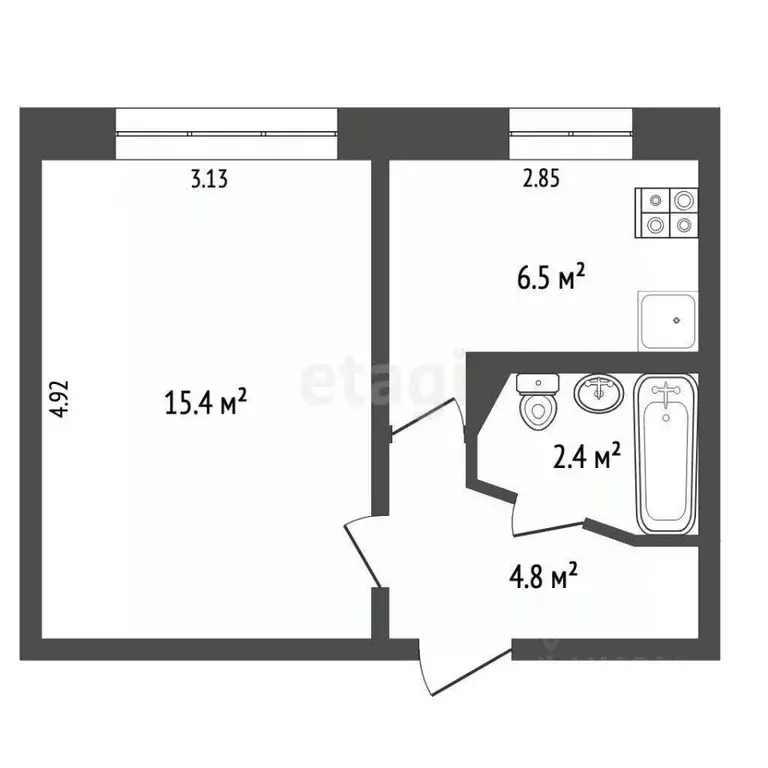 1-к кв. Московская область, Химки Юбилейный просп., 44 (29.1 м) - Фото 2