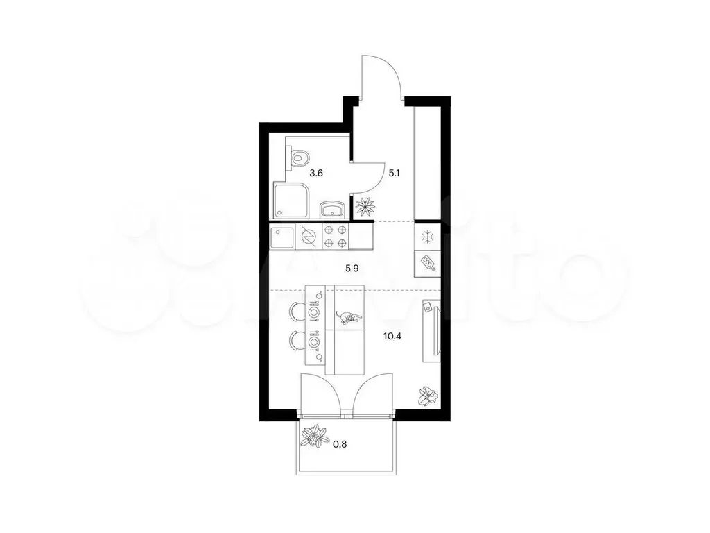 Квартира-студия, 25,8 м, 10/12 эт. - Фото 0