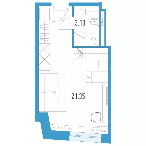 Студия Санкт-Петербург Ленинский просп., 153уч1 (24.45 м) - Фото 0