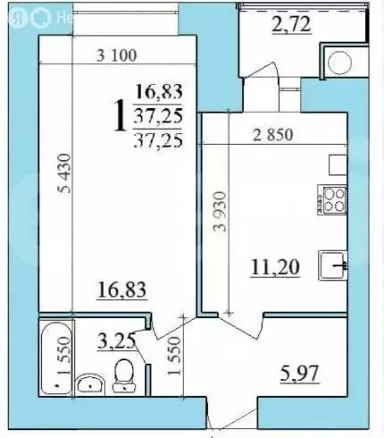 1-комнатная квартира: Казань, улица Ноксинский Спуск, 8Б (37.2 м) - Фото 1