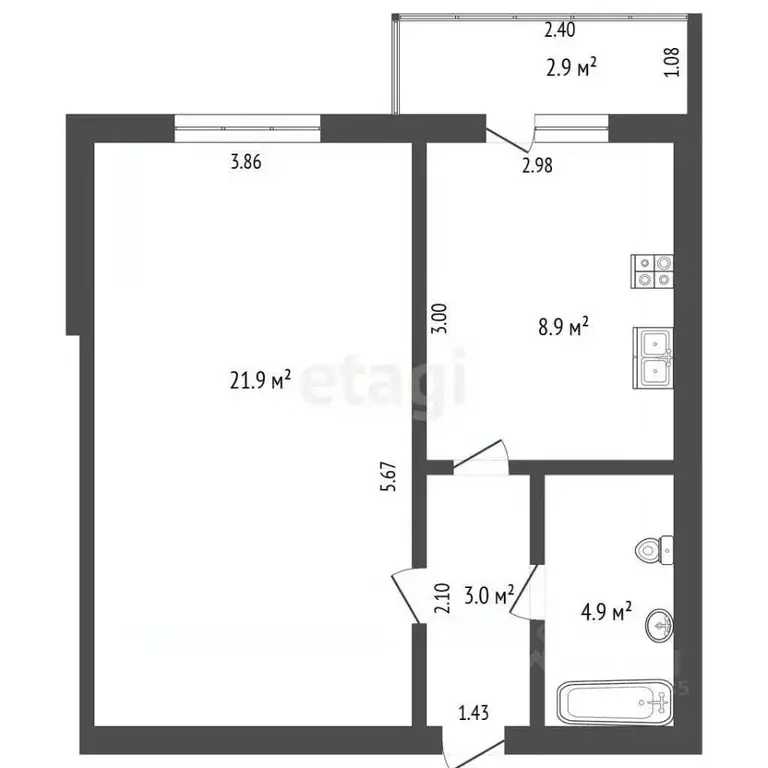 1-к кв. Самарская область, Самара Лысвенская ул., 20 (39.2 м) - Фото 2