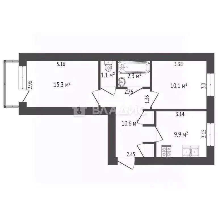 2-к кв. Забайкальский край, Чита 5-й мкр, 23А (50.5 м) - Фото 1