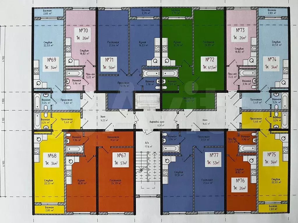 Квартира-студия, 26 м, 8/9 эт. - Фото 1