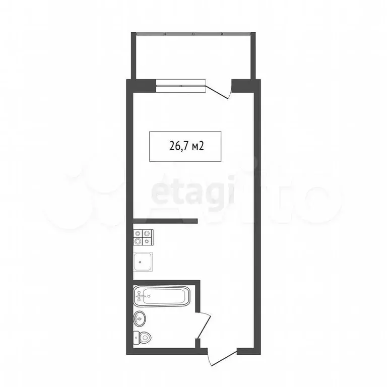 Квартира-студия, 26,7 м, 16/18 эт. - Фото 0