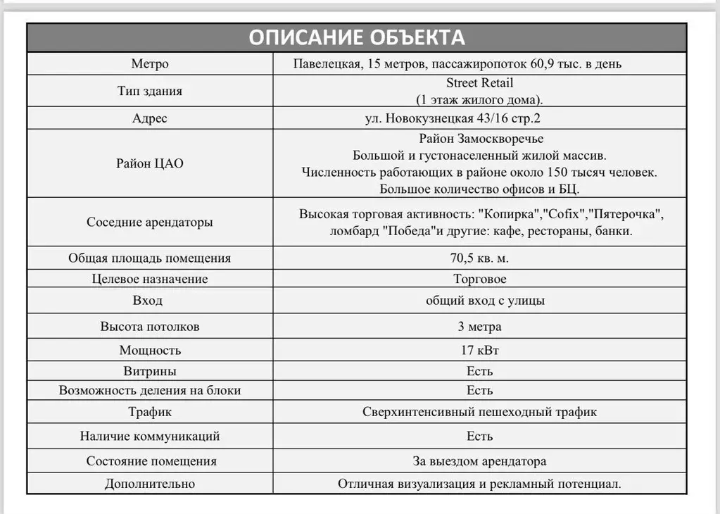 Торговая площадь в Москва Новокузнецкая ул., 43/16С2 (70 м) - Фото 1