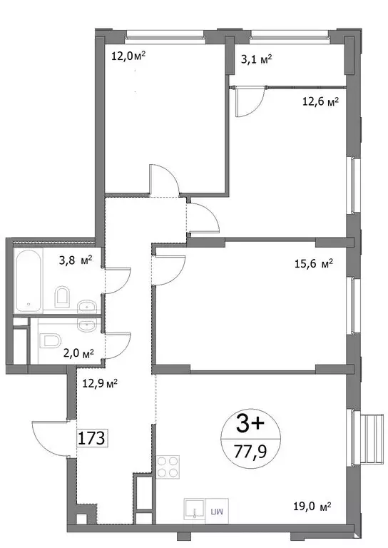 3-комнатная квартира: Нижний Новгород, улица Сергея Акимова, 50 (77.9 ... - Фото 0