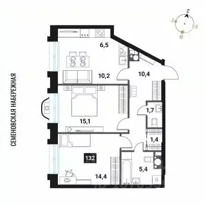 3-к кв. Москва Интеллигент жилой комплекс (65.1 м) - Фото 0