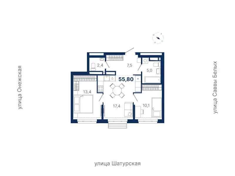 2-комнатная квартира: Екатеринбург, жилой район Южный, жилая ... - Фото 0