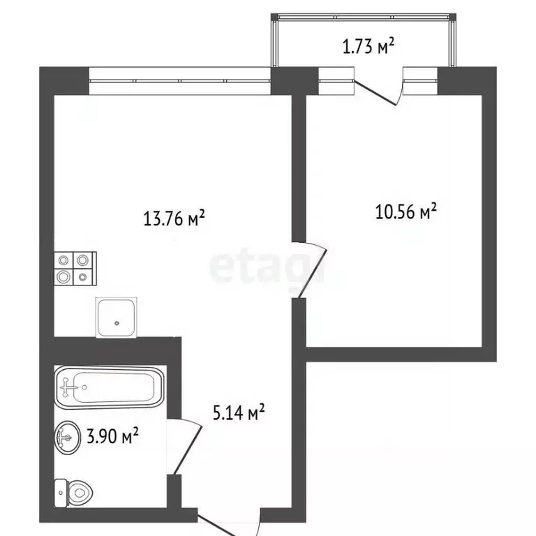 1-к кв. Тюменская область, Тюмень ул. Василия Малкова, 10 (35.1 м) - Фото 2