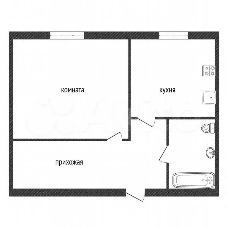 1-к. квартира, 39 м, 3/3 эт. - Фото 0