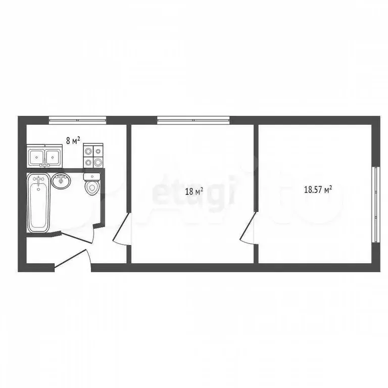 2-к. квартира, 50,5 м, 6/9 эт. - Фото 0