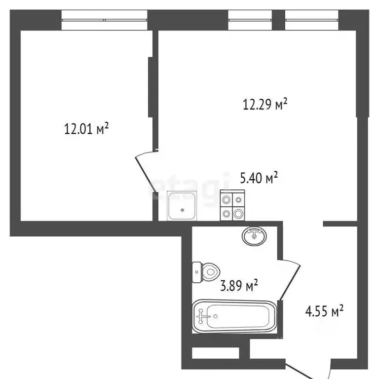 2-к кв. Тюменская область, Тюмень Интернациональная ул., 199к9 (38.1 ... - Фото 0