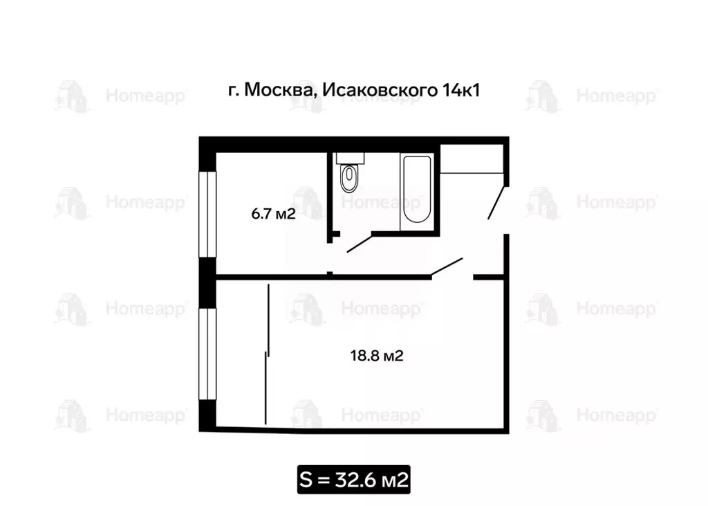 1-к кв. Москва ул. Исаковского, 14К1 (32.7 м) - Фото 1